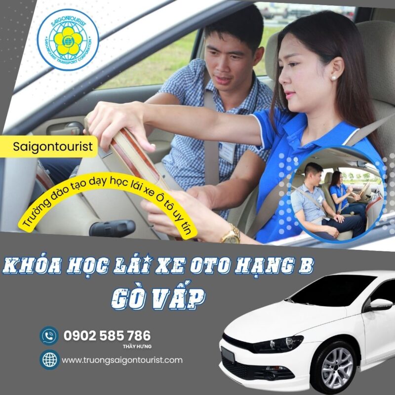Học lái xe ô tô hạng b gò vấp tại SaiGon Tourist với xe tập đời mới, lộ trình rõ ràng và học phí minh bạch. Phù hợp người mới, tỷ lệ đậu cao.