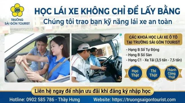 Học bằng lái xe B2 4 Trường Sài Gòn Tourist - Trung tâm đào tạo dạy học lái xe ô tô uy tín tại TP.HCM