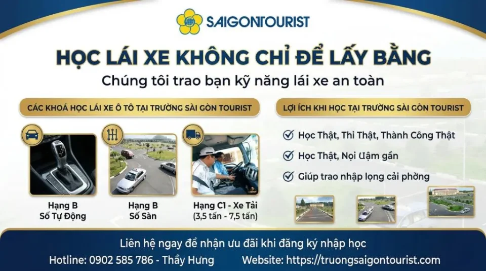 Trường Sài Gòn Tourist - Trung tâm đào tạo dạy học lái xe ô tô uy tín tại TP.HCM