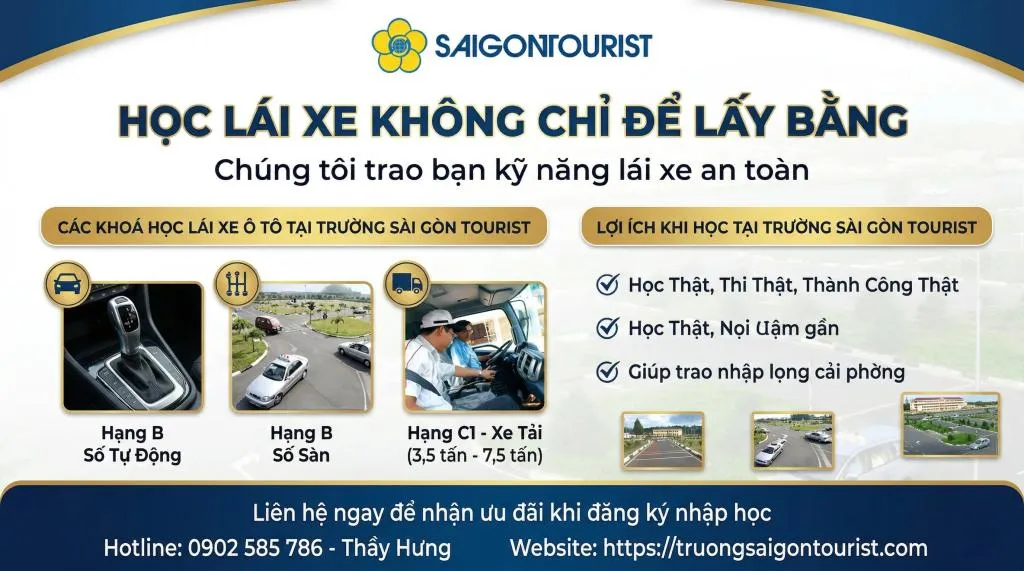 Sát hạch lái xe ô tô Hạng b2 4 Trường Sài Gòn Tourist - Trung tâm đào tạo dạy học lái xe ô tô uy tín tại TP.HCM