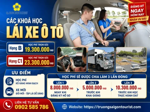 Các khoá học lái xe ô tô tại Trường dạy lái xe ô tô Sài Gòn Tourist - Thầy Hưng 0902 585 786