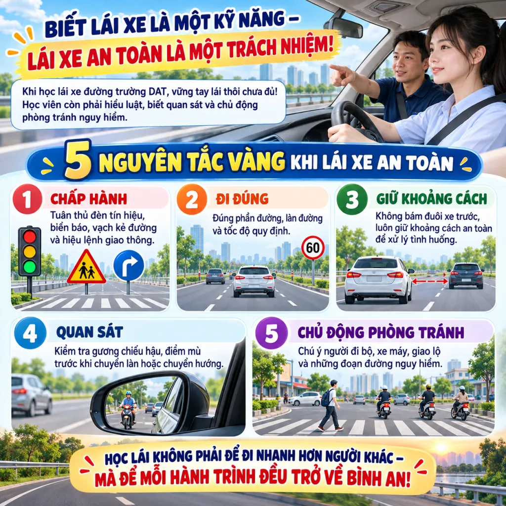 5 kỹ năng phòng tránh tai nạn khi học lái xe đường trường DAT 2 5 kỹ năng phòng tránh tai nạn khi học lái xe đường trường DAT
