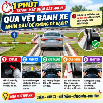 Mẹo qua vệt bánh xe không đè vạch khi thi sa hình