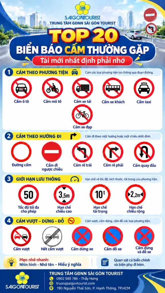 20 biển báo cấm giao thông thường gặp tài xế cần nhớ
